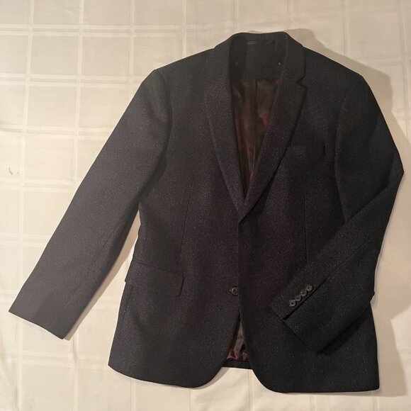 Linea Charcoal Herringbone Blazer w/ Zip Insert, Size L (40-42R) - Picture 7 of 14